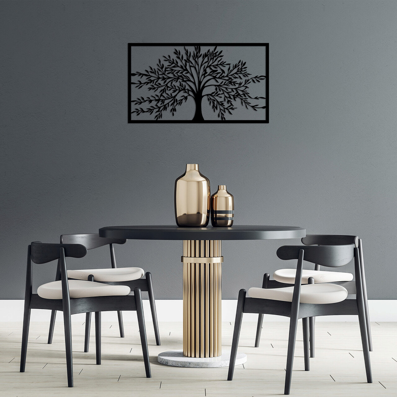 Decoratiune de perete, Monumental Tree, Dimensiune: 40 x 70 cm, Negru - imagine 6